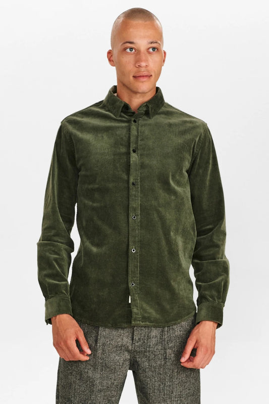 ANERKJENDT | Akleif Corduroy Shirt - Forest Night