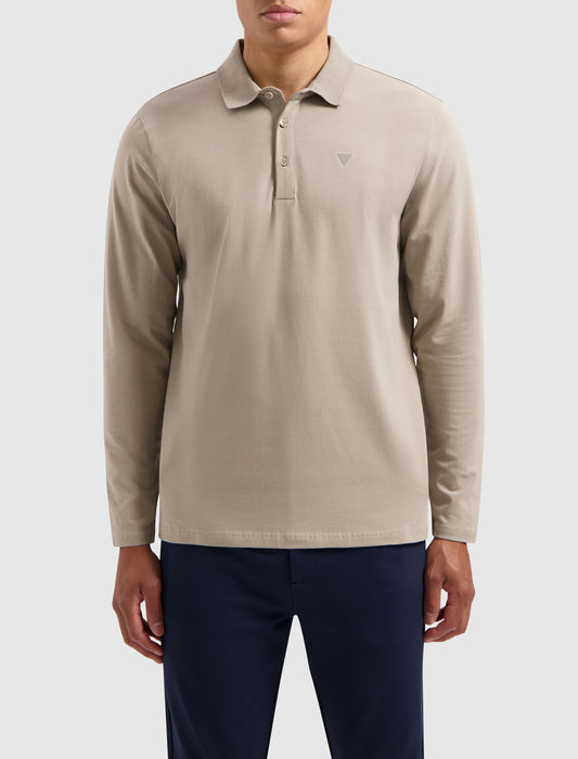 PURE PATH | Triangle Long Sleeve Polo - Taupe