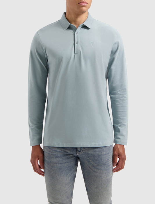 PURE PATH | Triangle Long Sleeve Polo - Blue Grey